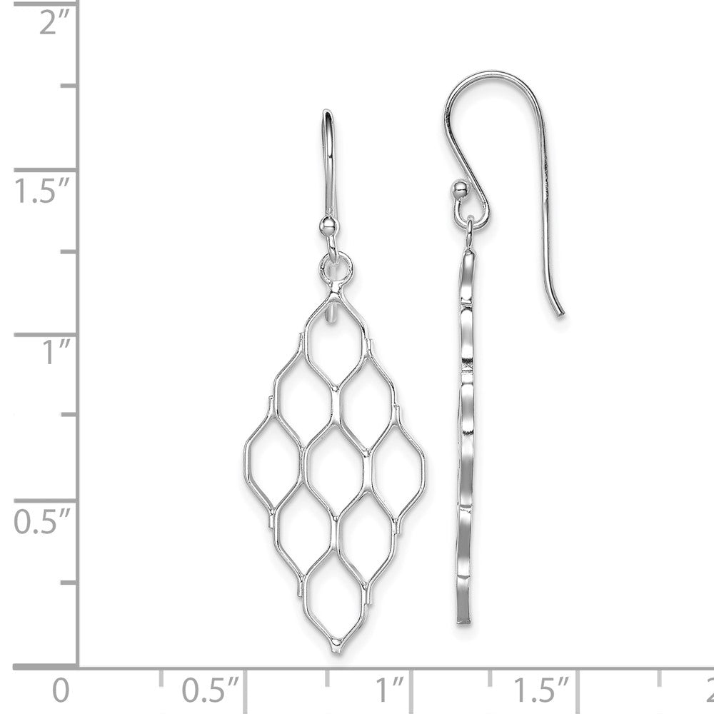 Rhodium-plated Sterling Silver Honeycomb Dangle Earrings