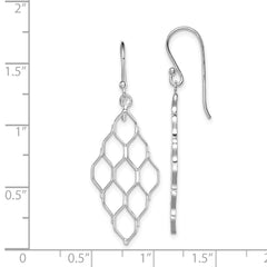 Rhodium-plated Sterling Silver Honeycomb Dangle Earrings