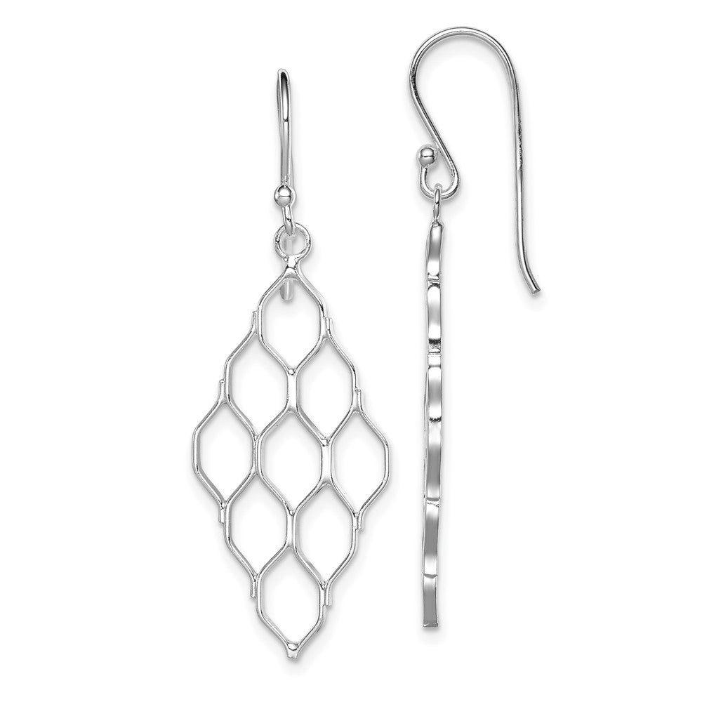 Rhodium-plated Sterling Silver Honeycomb Dangle Earrings