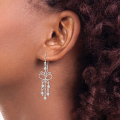 Rhodium-plated Sterling Silver Butterfly Dangle Earrings