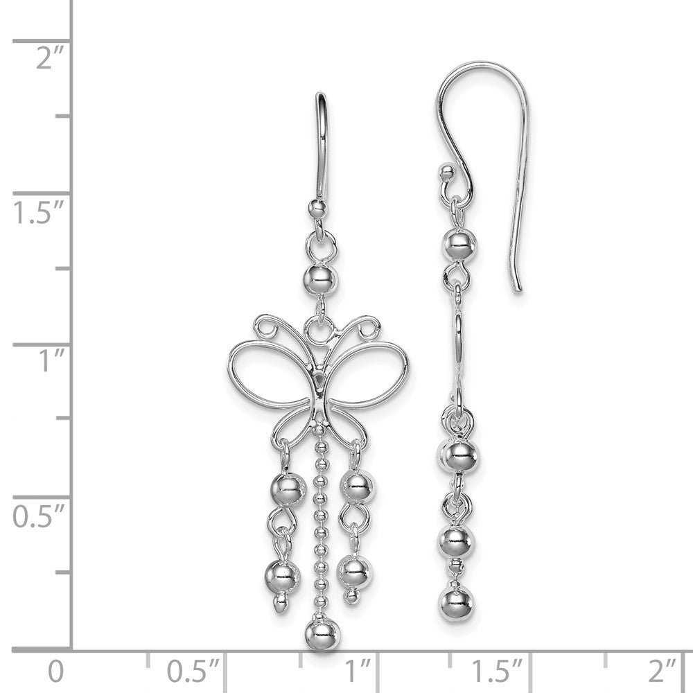 Rhodium-plated Sterling Silver Butterfly Dangle Earrings