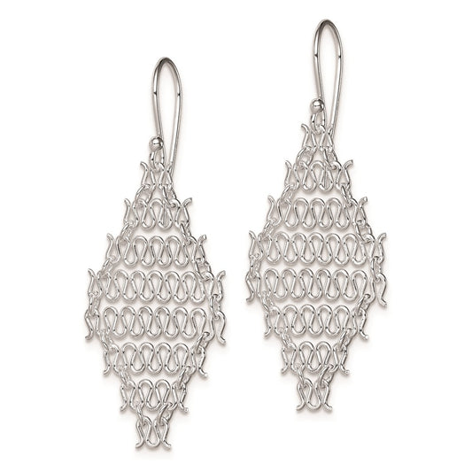 Rhodium-plated Sterling Silver Chain Link Dangle Earrings