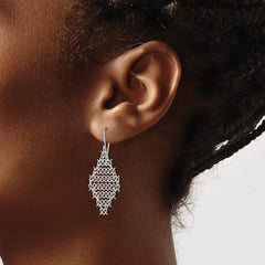 Rhodium-plated Sterling Silver Chain Link Dangle Earrings