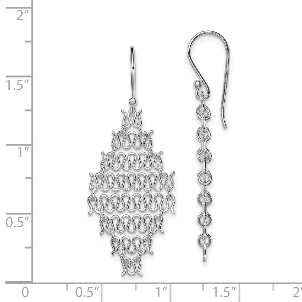 Rhodium-plated Sterling Silver Chain Link Dangle Earrings