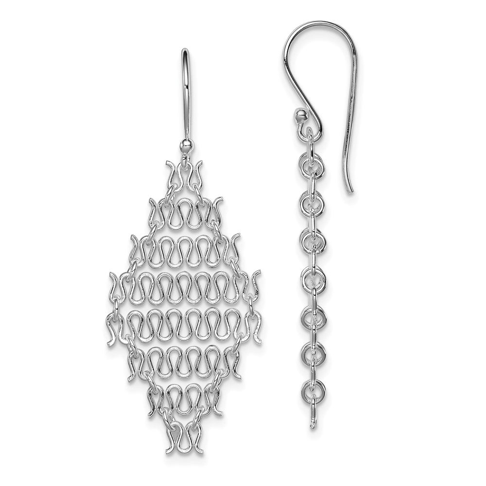 Rhodium-plated Sterling Silver Chain Link Dangle Earrings