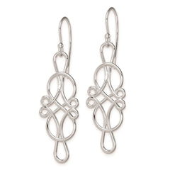 Rhodium-plated Sterling Silver Knot Design Dangle Earrings