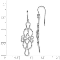 Rhodium-plated Sterling Silver Knot Design Dangle Earrings