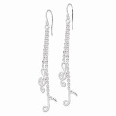 Rhodium-plated Sterling Silver Musical Notes Dangle Earrings