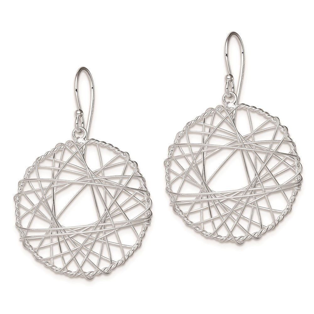 Rhodium-plated Sterling Silver Open Circle Wrapped Wire Earrings