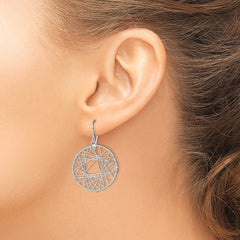 Rhodium-plated Sterling Silver Open Circle Wrapped Wire Earrings