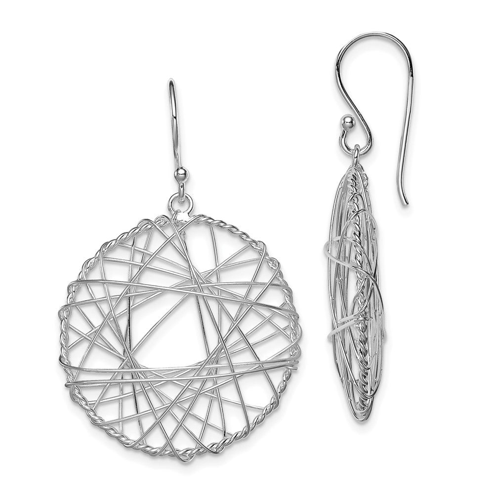 Rhodium-plated Sterling Silver Open Circle Wrapped Wire Earrings