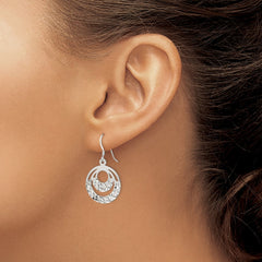 Sterling Silver Diamond-cut Circle Dangle Earrings