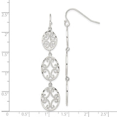 Sterling Silver Diamond-cut Ovals Dangle Earrings