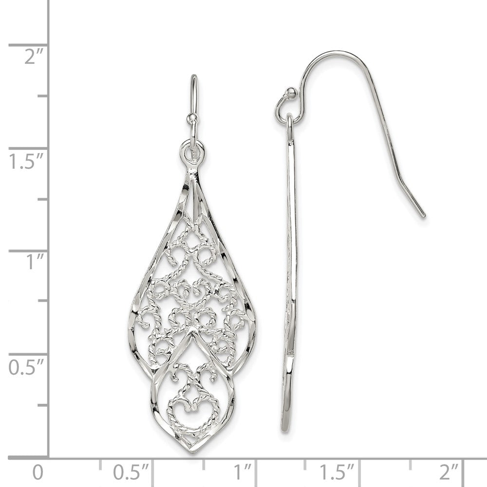 Sterling Silver Diamond-cut Filigree Dangle Earrings