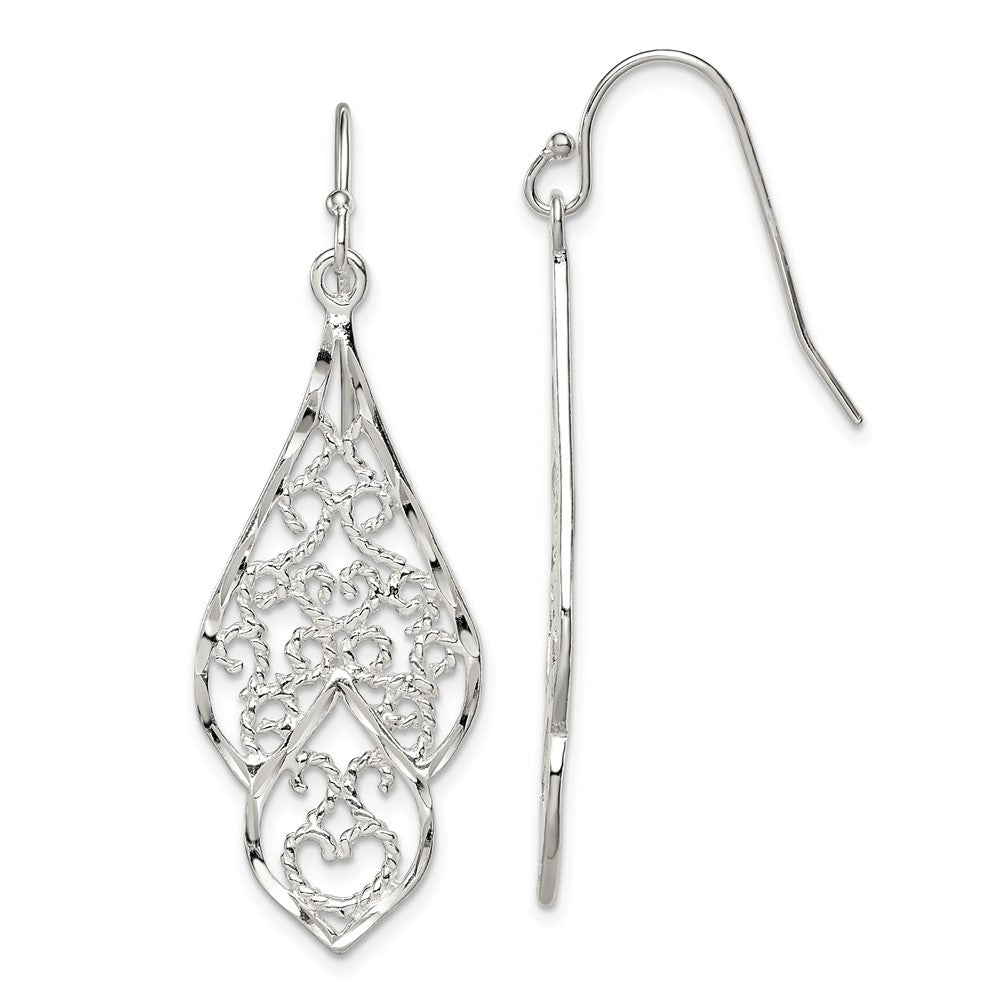 Sterling Silver Diamond-cut Filigree Dangle Earrings