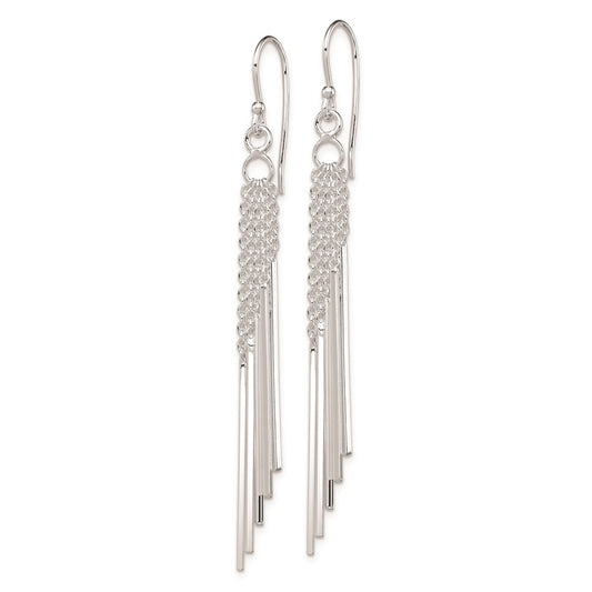 Rhodium-plated Sterling Silver Five Chains and Bars Earrings