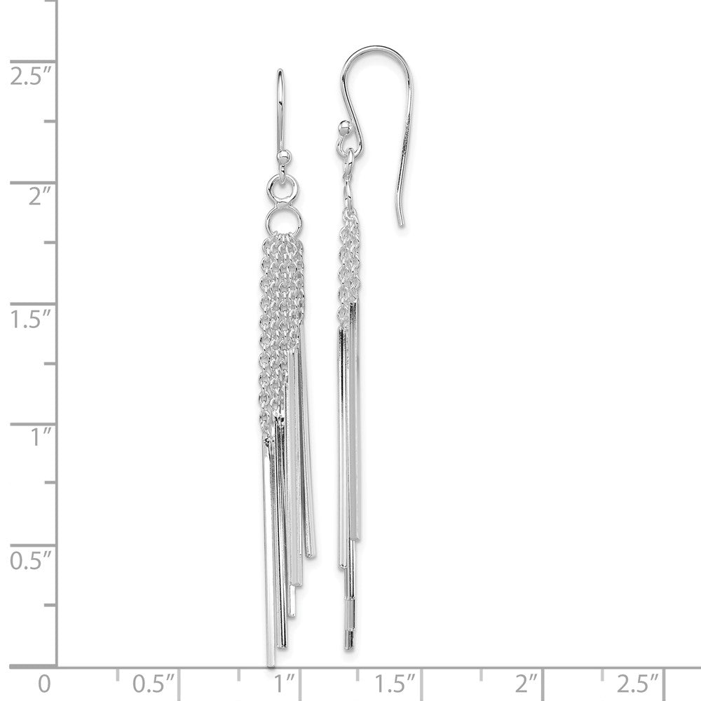 Rhodium-plated Sterling Silver Five Chains and Bars Earrings