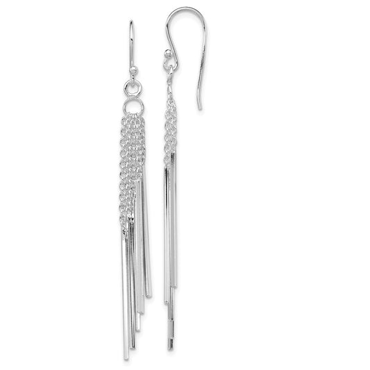 Rhodium-plated Sterling Silver Five Chains and Bars Earrings