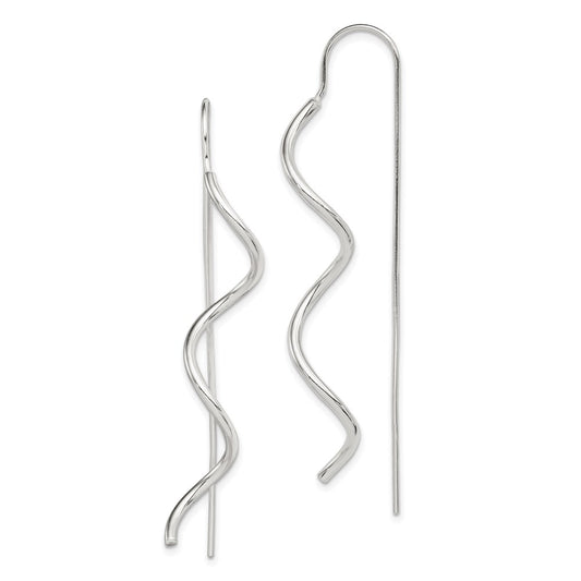 Sterling Silver Polished Spiral Dangle Earrings