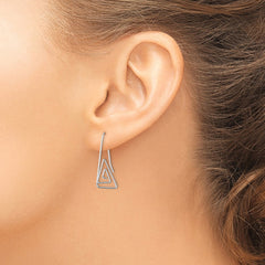Rhodium-plated Sterling Silver Hook Triangle Earrings