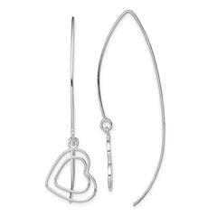 Rhodium-plated Sterling Silver Heart Threader Earrings