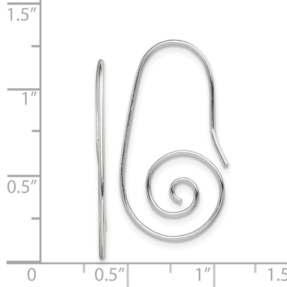 Rhodium-plated Sterling Silver Hook Swirl Earrings