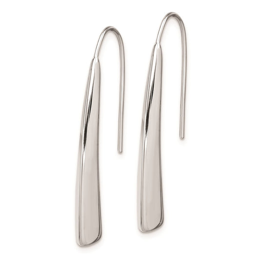 Sterling Silver Polished Rhodium Plated Fancy Bar Thread Earrings