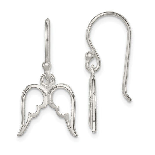 Sterling Silver Wings Shepherd Hook Earrings