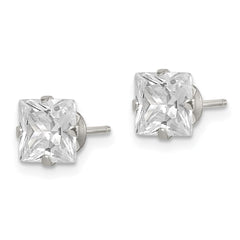 Sterling Silver CZ 6mm Square Post Earrings