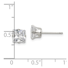 Sterling Silver CZ 6mm Square Post Earrings