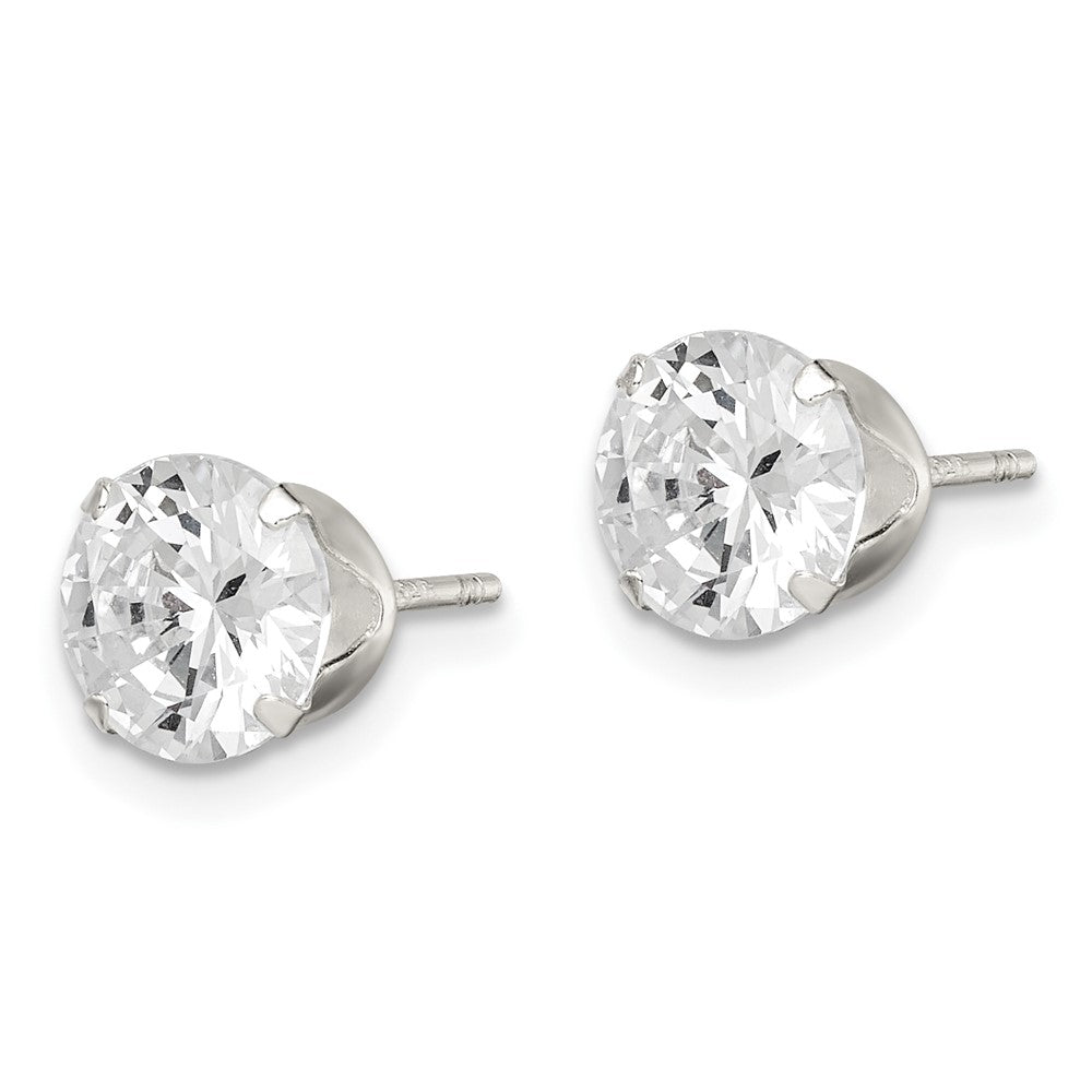 Sterling Silver CZ 7mm Post Earrings