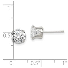 Sterling Silver CZ 7mm Post Earrings