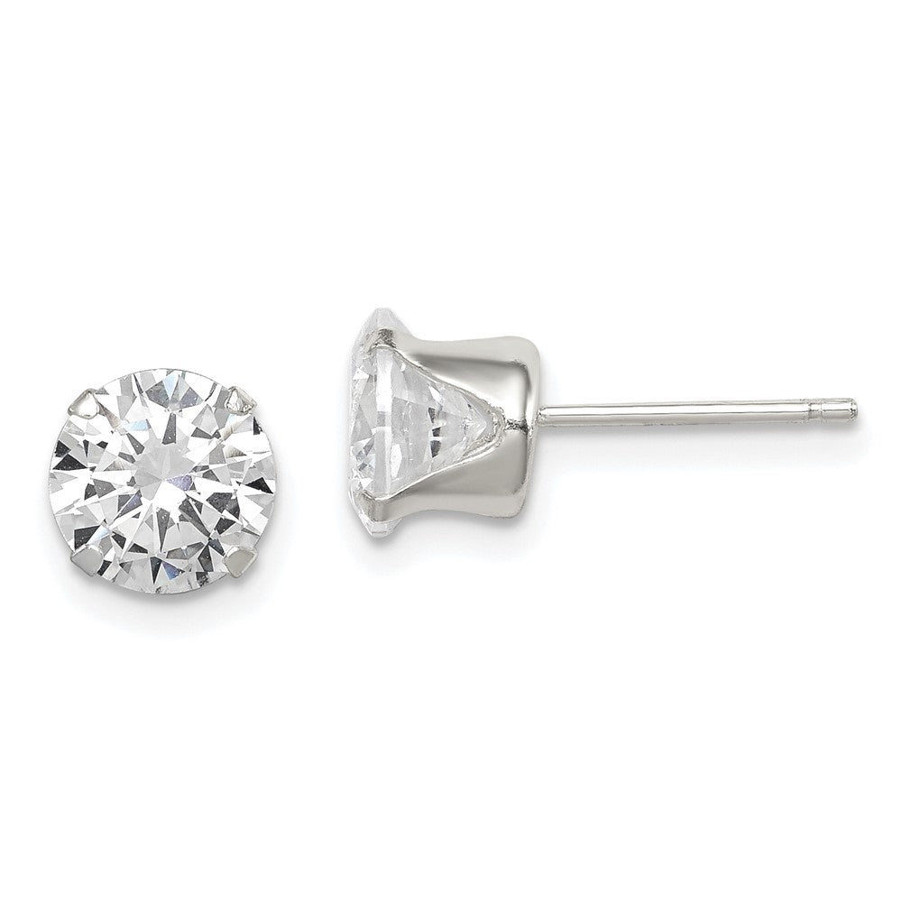 Sterling Silver CZ 7mm Post Earrings