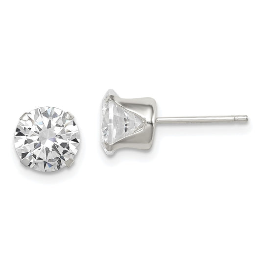 Sterling Silver CZ 7mm Post Earrings