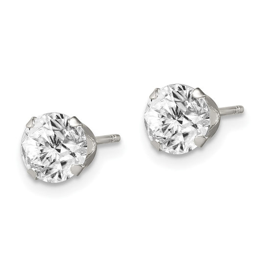 Sterling Silver CZ 6mm Post Earrings