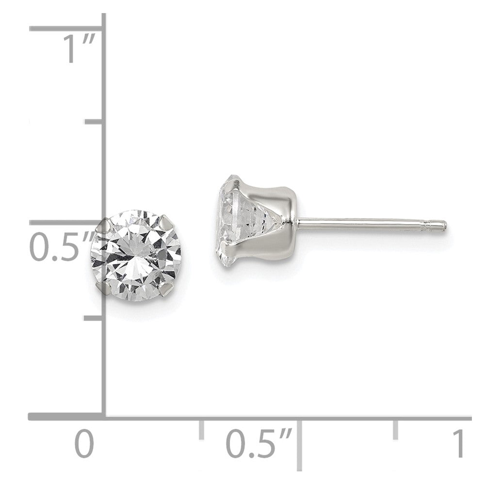 Sterling Silver CZ 6mm Post Earrings