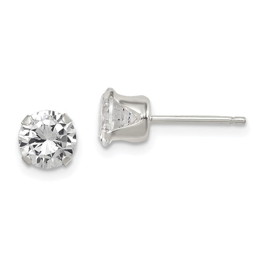 Sterling Silver CZ 6mm Post Earrings