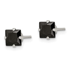 Sterling Silver Black CZ 5mm Square Post Earrings