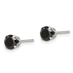 Sterling Silver Black CZ 5mm Round Snap-in Post Earrings