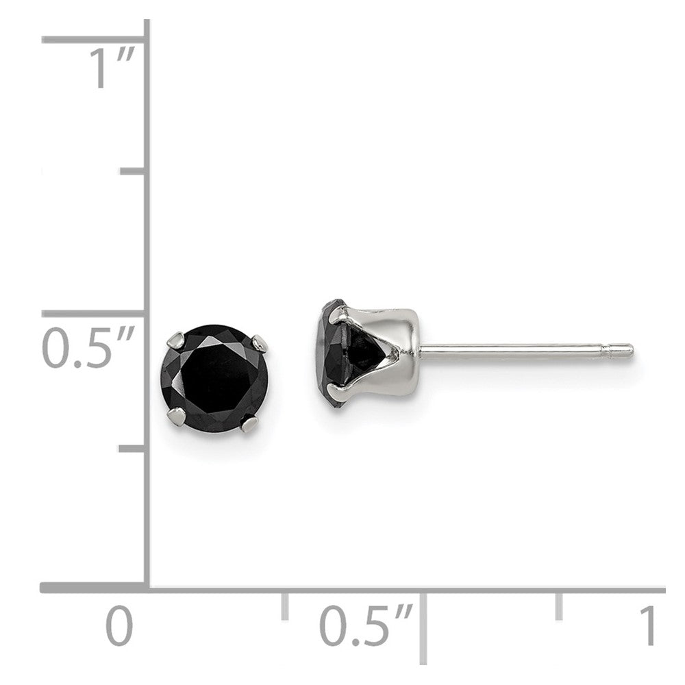 Sterling Silver Black CZ 5mm Round Snap-in Post Earrings