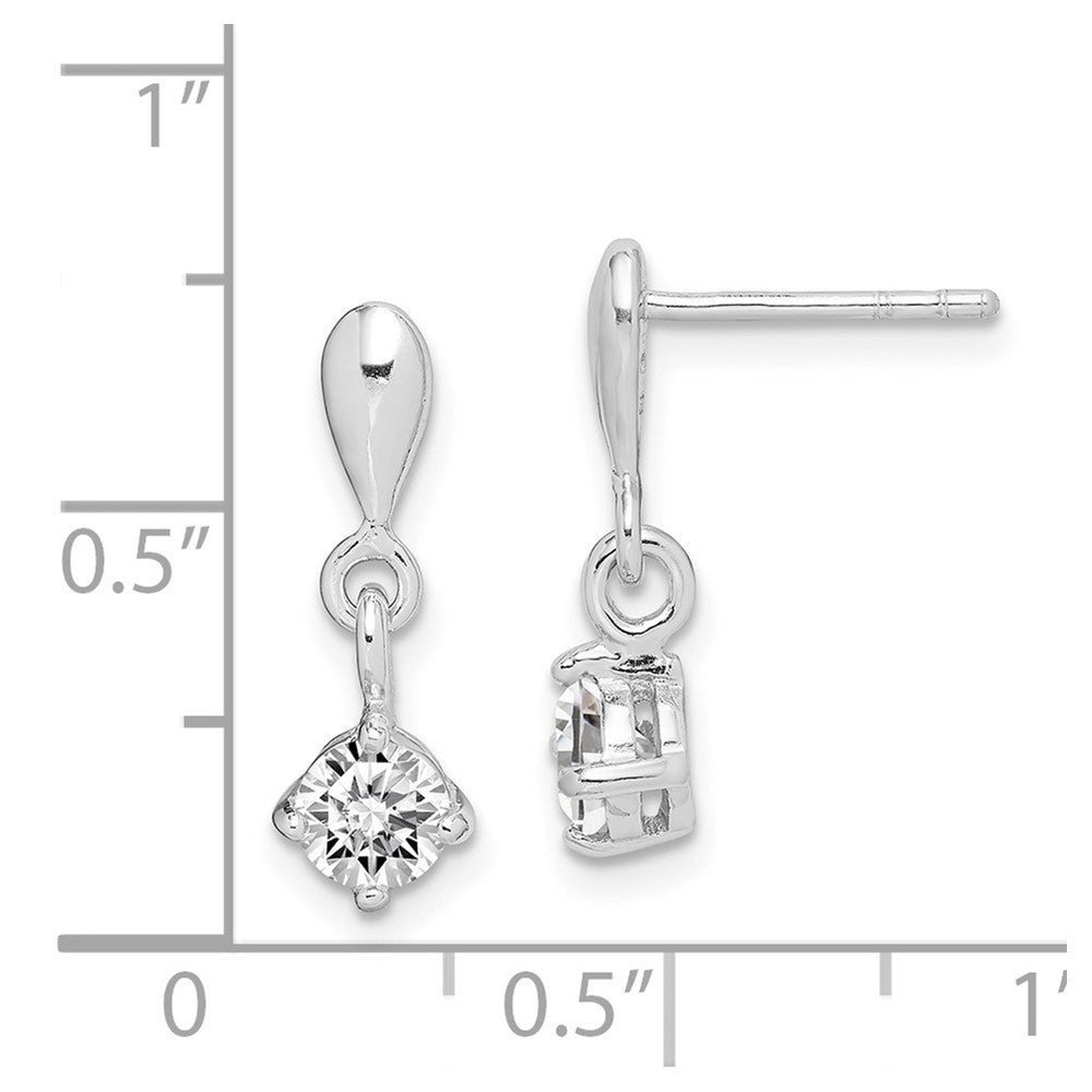 Rhodium-plated Sterling Silver CZ Dangle Earrings