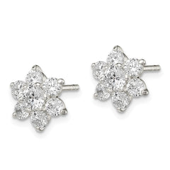 Sterling Silver CZ Flower Post Earrings