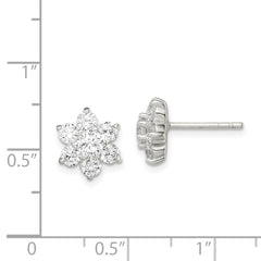 Sterling Silver CZ Flower Post Earrings