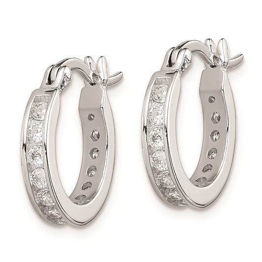 Rhodium-plated Sterling Silver CZ Hoop Earrings