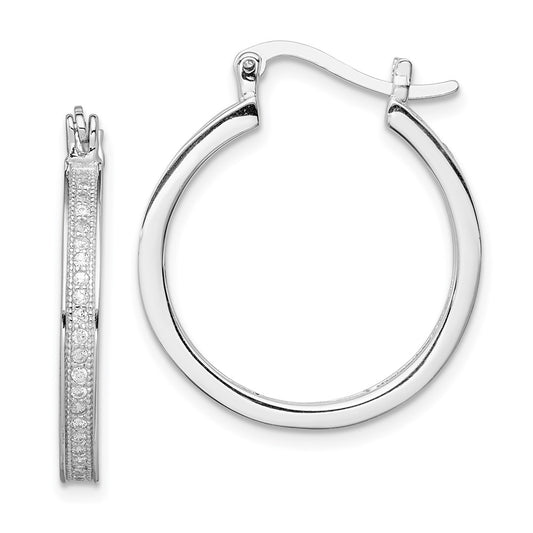 Rhodium-plated Sterling Silver CZ Hoop Earrings