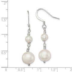 Sterling Silver Polished FWC Pearl Dangle Earrings
