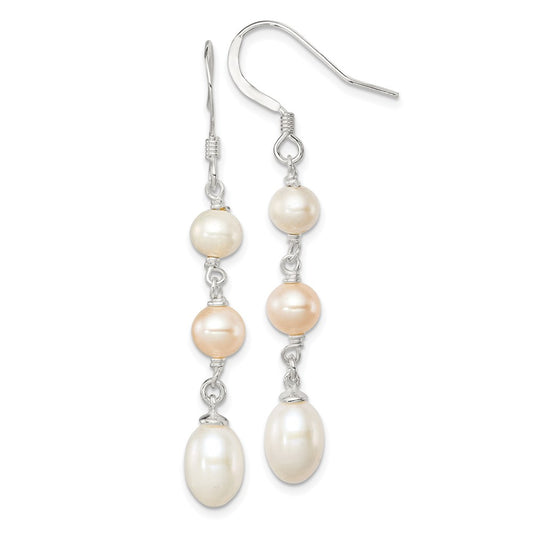 Sterling Silver FWC Pink and White Pearl Dangle Earrings