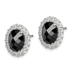 Sterling Silver Black CZ and Clear CZ Post Earrings