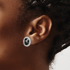 Sterling Silver Black CZ and Clear CZ Post Earrings