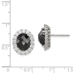 Sterling Silver Black CZ and Clear CZ Post Earrings